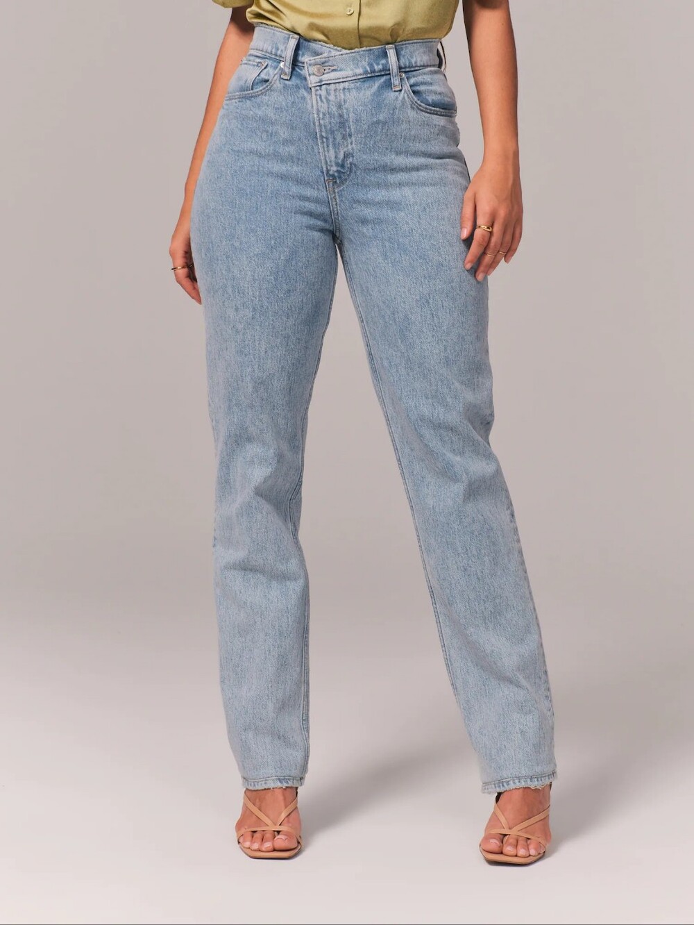 Abercrombie Womens Light Blue Curve Love Ultra High Rise 90s Straight Jean 25/0R